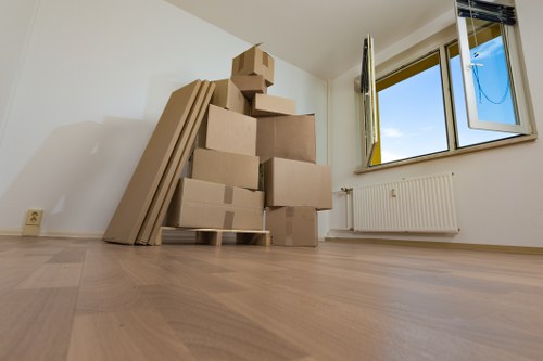 Boxes and furniture prepared for household storage in Archway
