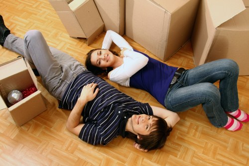 Clean and secure storage space with labeled boxes and furniture